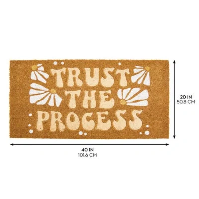 Mdesign Trust The Process Coir Large Rectangular Doormat, Natural In Brown
