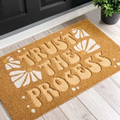 Mdesign Trust The Process Coir Large Rectangular Doormat, Natural In Brown