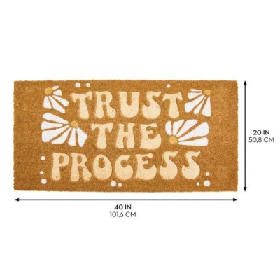 Mdesign Trust The Process Coir Large Rectangular Doormat, Natural In Brown