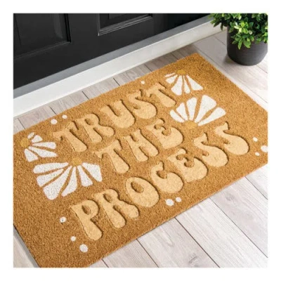 Mdesign Trust The Process Coir Large Rectangular Doormat, Natural In Brown