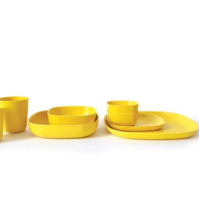 Ekobo Square Dinner Plate In Yellow