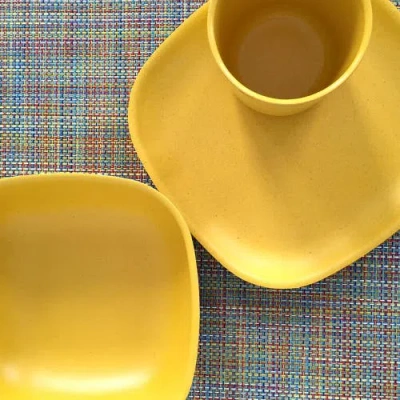 Ekobo Square Medium Plate In Yellow