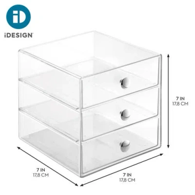 Idesign Stackable 3-drawer Vanity Makeup Organizer In Transparent