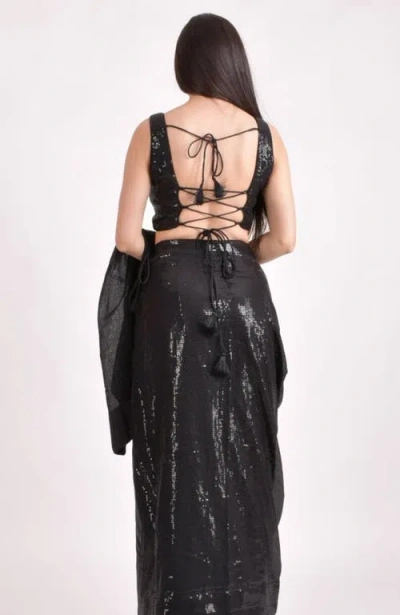 Raas Sequins Pre-draped Saree In Multi