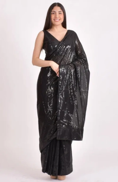 Raas Sequins Pre-draped Saree In Multi