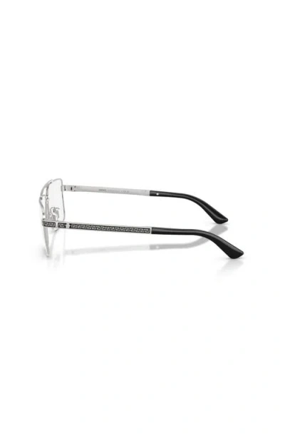 Versace 58mm Rectangle Optical Glasses In Metallic