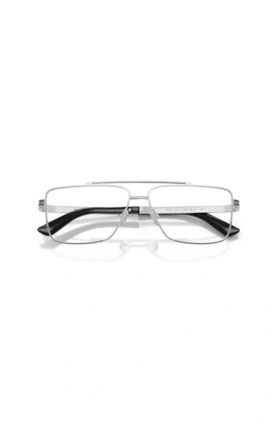 Versace 58mm Rectangle Optical Glasses In Metallic