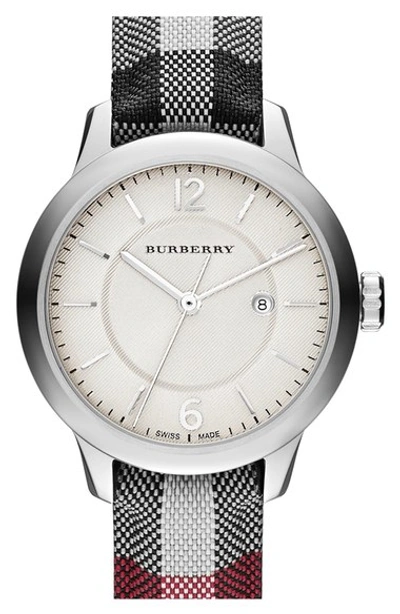 Burberry Diamond, Stainless Steel & Leather Strap Watch In Grey