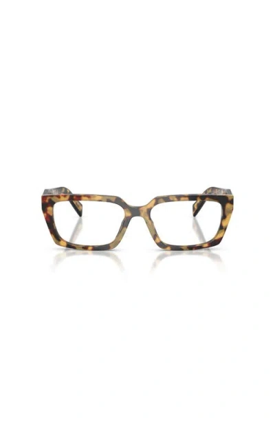 Prada 55mm Rectangle Optical Glasses In Brown