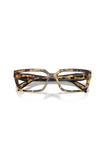 Prada 55mm Rectangle Optical Glasses In Brown