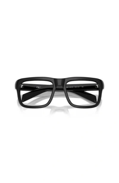 Prada 52mm Rectangle Optical Glasses In Black