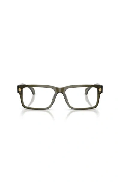 Versace 54mm Rectangle Optical Glasses In Green