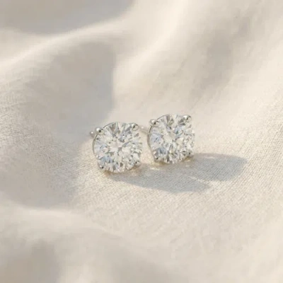 Bliss Diamond 2c Tw Round Four Prong Diamond Studs Lab Grown 14k Gold In Gold