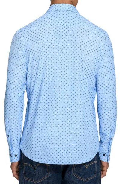 Construct Slim Fit Diamond Dot Performance Long Sleeve Shirt In Blue