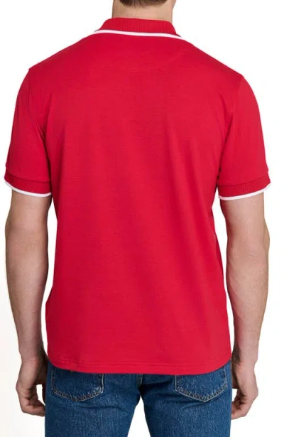Construct Slim Fit Solid Johnny Collar Short Sleeve Polo In Red