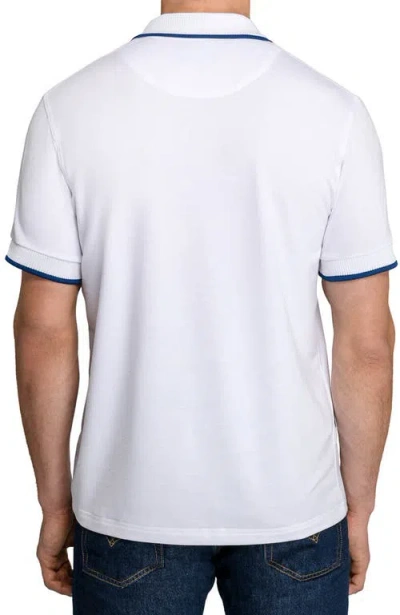 Construct Slim Fit Solid Johnny Collar Short Sleeve Polo In White