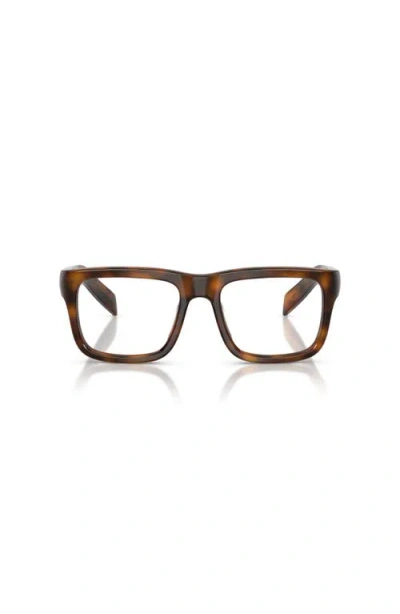 Prada 54mm Rectangle Optical Glasses In Brown