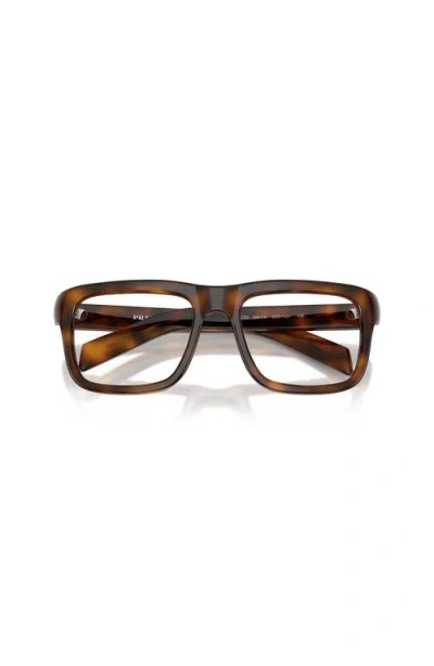Prada 54mm Rectangle Optical Glasses In Brown