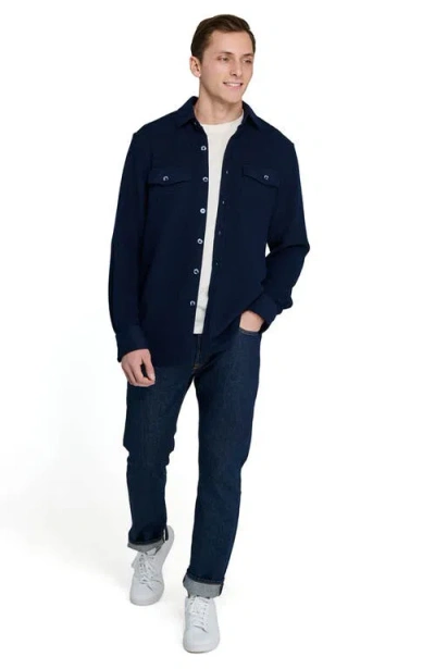 Construct Slim Fit Solid Shirt Jacket In Blue