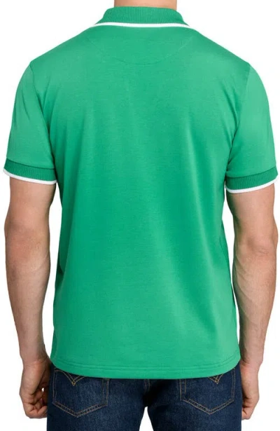 Construct Slim Fit Solid Johnny Collar Short Sleeve Polo In Green