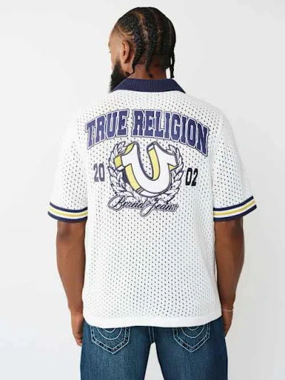 True Religion Horseshoe Crest Knit Shirt In Multi