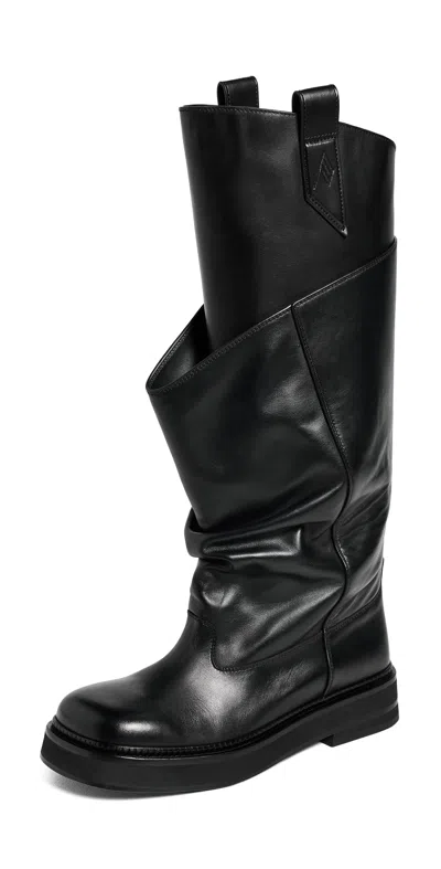 Attico Passeggiata Black Boots With Heel-tab And Rubber Sole In Leather Woman