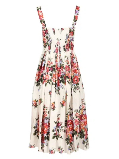 Dolce & Gabbana Cotton Dress With A Bouquet Of Flowers Print Dresses White In Multi
