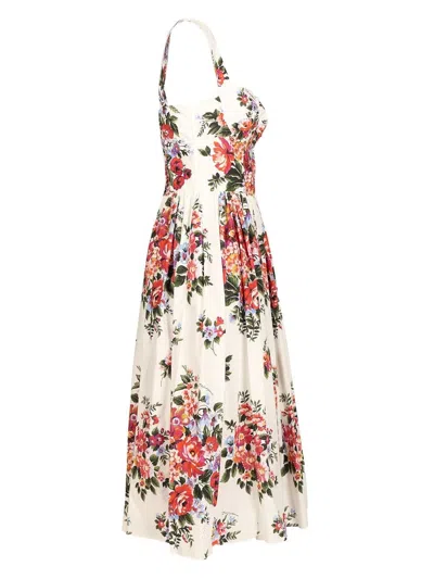 Dolce & Gabbana Cotton Dress With A Bouquet Of Flowers Print Dresses White In Multi
