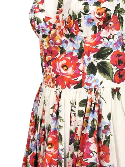 Dolce & Gabbana Cotton Dress With A Bouquet Of Flowers Print Dresses White In Multi