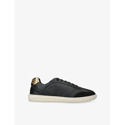 Versace Black Greca Court Faux-leather Sneakers In Black