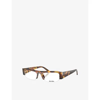 Miu Miu Womens Brown Mu B07s Rectangle-frame Tortoiseshell Acetate Optical Glasses In Brown