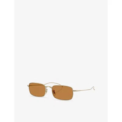 Oliver Peoples Womens Gold Ov1364st Rectangle-frame Metal Sunglasses In Gold