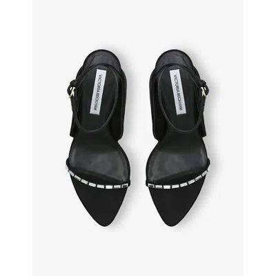 Victoria Beckham Eliza Crystal-embellished Satin Sandals In Black