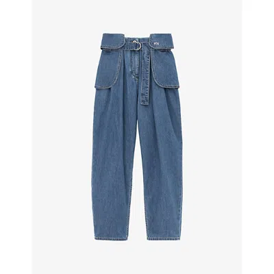 Loewe Womens Light Blue Side-flap Balloon-leg High-rise Jeans