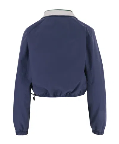 Gucci Blue Solid Shirt Collar Sweatshirt In Blue