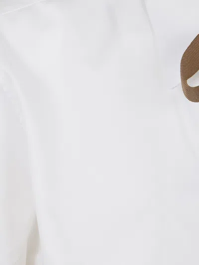 Herno Short Sleeve Shirt Collar Ribbon Detail In White