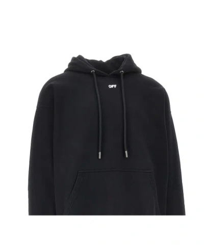 Off-white Cropped Black Hoodie With Embossed Detailing And Graphic Print