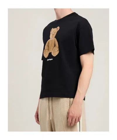 Palm Angels Cotton Crew Neck T Shirt Teddy Bear In Black