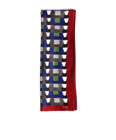 Miu Miu Geometric-printed Silk Scarf In Multi