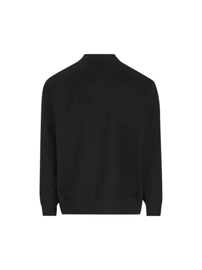 Prada Stretch Viscose-polyamide T-shirt Sweatshirt With External Pocket And Calf Leather Detail In Black