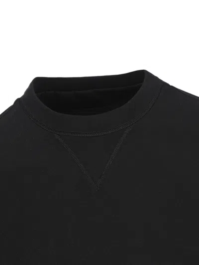 Prada Stretch Viscose-polyamide T-shirt Sweatshirt With External Pocket And Calf Leather Detail In Black