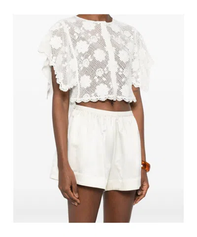 Twinset White Crochet-effect Top In White