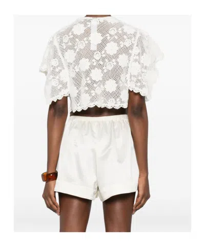 Twinset White Crochet-effect Top In White
