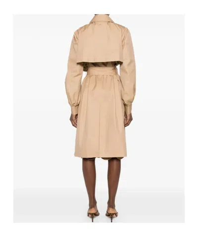 Twinset Double-breasted Belted Coat In Neutral