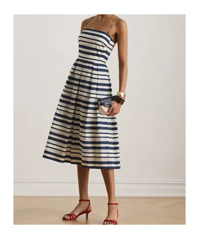Ralph Lauren Striped Satin Sleeveless Cocktail Dress In Multi