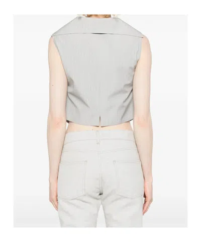 Vivienne Westwood Meryl Waistcoat Pinstripe Shirting Grey 46 Women In White