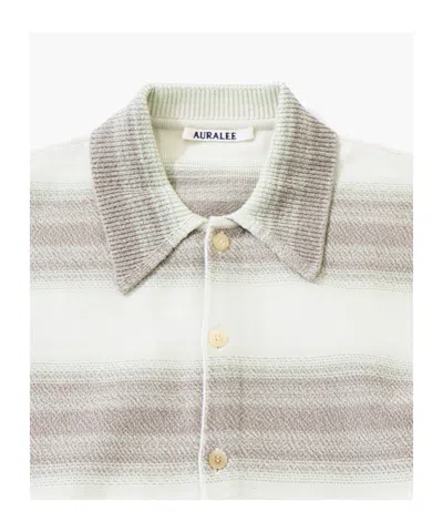 Auralee Cotton Silk Gradient Stripe Cardigan In Multi