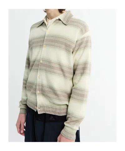 Auralee Cotton Silk Gradient Stripe Cardigan In Multi
