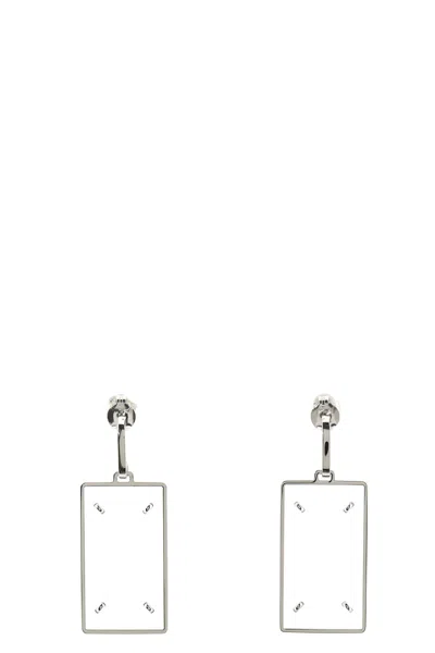 Maison Margiela Rectangular Drop Earrings In Silver