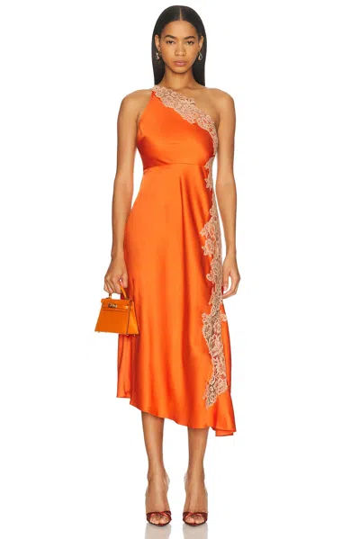 A.l.c Lou Lace-embroidered One-shoulder Slip Dress In Orange